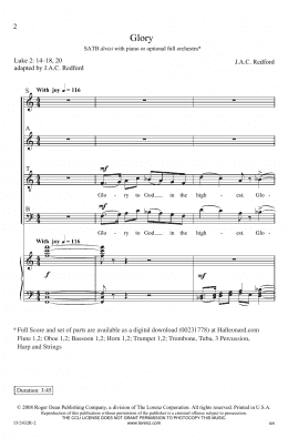page one of Glory (SATB Choir)
