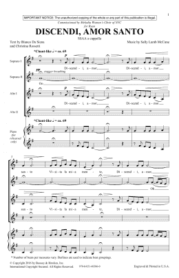 page one of Discendi, Amor Santo (SSA Choir)