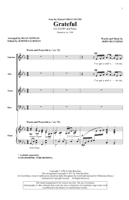 page one of Grateful (SATB Choir)