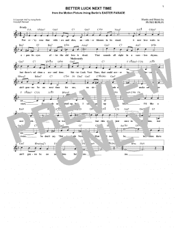 page one of Better Luck Next Time (Lead Sheet / Fake Book)