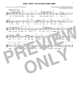 page one of Baby, Won't You Please Come Home (Lead Sheet / Fake Book)