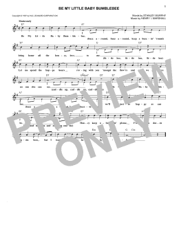 page one of Be My Little Baby Bumblebee (Lead Sheet / Fake Book)
