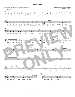 page one of Party Doll (Lead Sheet / Fake Book)
