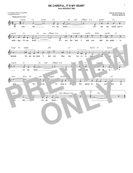 page one of Be Careful, It's My Heart (Lead Sheet / Fake Book)