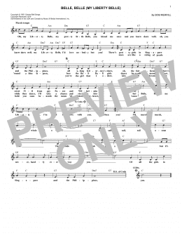 page one of Belle, Belle (My Liberty Belle) (Lead Sheet / Fake Book)