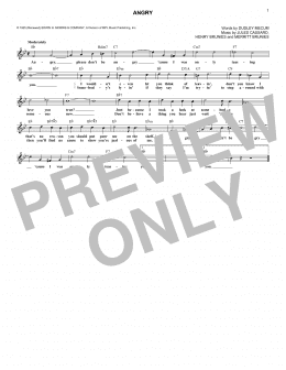 page one of Angry (Lead Sheet / Fake Book)