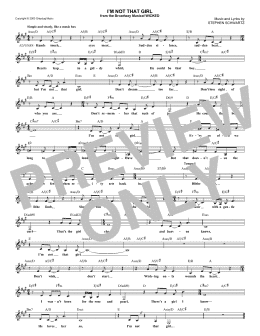 page one of I'm Not That Girl (from Wicked) (Lead Sheet / Fake Book)