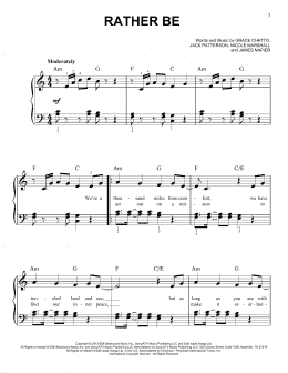 page one of Rather Be (Easy Piano)