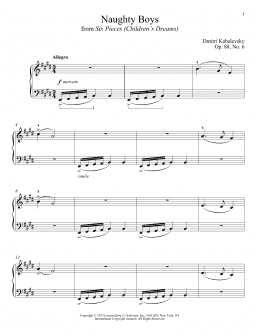 page one of Naughty Boys, Op. 88, No. 6 (Piano Solo)
