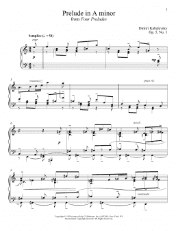 page one of Prelude In A Minor, Op. 5, No. 1 (Piano Solo)