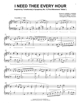 page one of I Need Thee Every Hour (arr. Phillip Keveren) (Piano Solo)