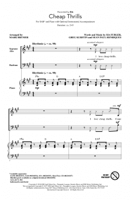 page one of Cheap Thrills (feat. Sean Paul) (Arr. Mark Brymer) (SAB Choir)