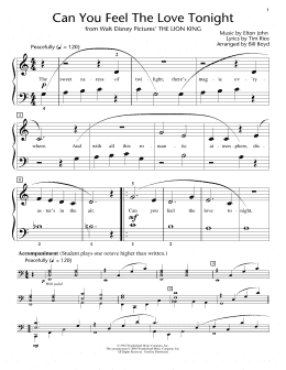 page one of Can You Feel The Love Tonight (from The Lion King) (arr. Bill Boyd) (Educational Piano)