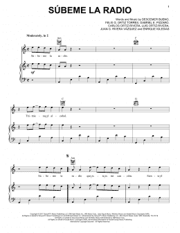 page one of Subeme La Radio (Piano, Vocal & Guitar Chords (Right-Hand Melody))