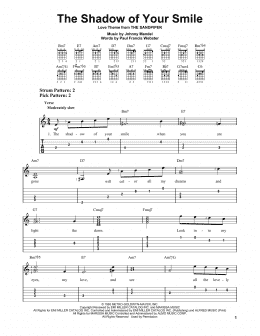 page one of The Shadow Of Your Smile (Easy Guitar Tab)