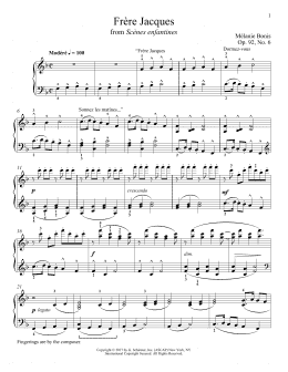 page one of Frere Jacques (Piano Solo)