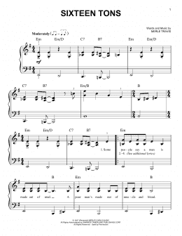 page one of Sixteen Tons (Easy Piano)