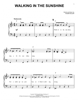 page one of Walking In The Sunshine (Easy Piano)