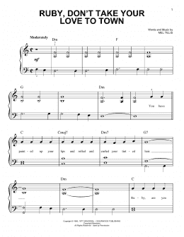 page one of Ruby, Don't Take Your Love To Town (Easy Piano)