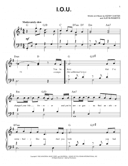 page one of I.O.U. (Easy Piano)