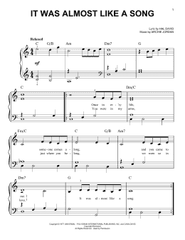 page one of It Was Almost Like A Song (Easy Piano)