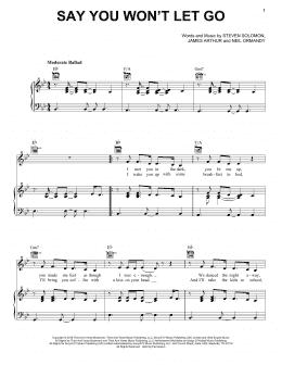 page one of Say You Won't Let Go (Piano, Vocal & Guitar Chords (Right-Hand Melody))