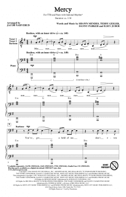 page one of Mercy (arr. Jacob Narverud) (TTBB Choir)