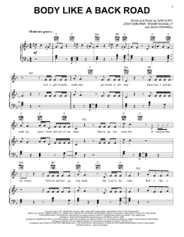 page one of Body Like A Back Road (Piano, Vocal & Guitar Chords (Right-Hand Melody))