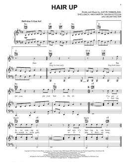page one of Hair Up (Piano, Vocal & Guitar Chords (Right-Hand Melody))