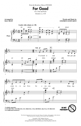page one of For Good (from Wicked) (arr. Mac Huff) (2-Part Choir)
