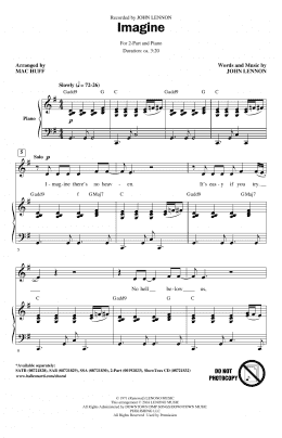 page one of Imagine (arr. Mac Huff) (2-Part Choir)