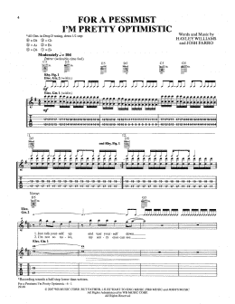 page one of For A Pessimist I'm Pretty Optimistic (Guitar Tab)