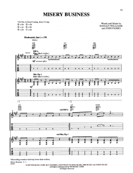 page one of Misery Business (Guitar Tab)