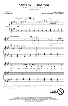 page one of Santa Will Find You (2-Part Choir)