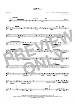 page one of Royals (Clarinet Solo)