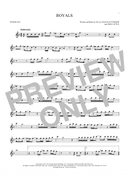 page one of Royals (Tenor Sax Solo)