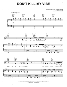 page one of Don't Kill My Vibe (Piano, Vocal & Guitar Chords (Right-Hand Melody))
