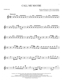 page one of Call Me Maybe (Tenor Sax Solo)