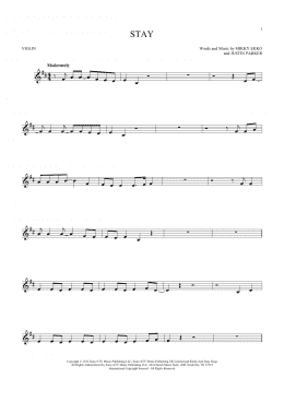 page one of Stay (Violin Solo)