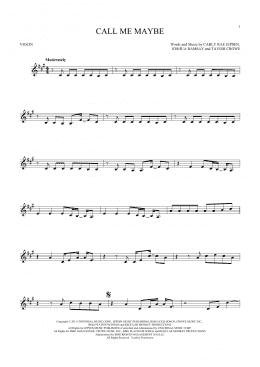 page one of Call Me Maybe (Violin Solo)