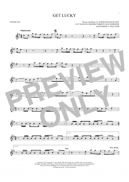 page one of Get Lucky (Tenor Sax Solo)