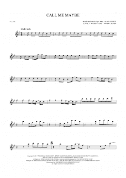 page one of Call Me Maybe (Flute Solo)