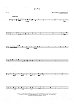 page one of Stay (Cello Solo)