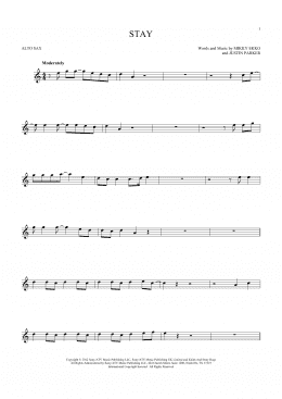 page one of Stay (Alto Sax Solo)