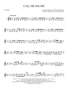 page one of Call Me Maybe (Clarinet Solo)