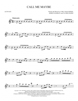 page one of Call Me Maybe (Alto Sax Solo)