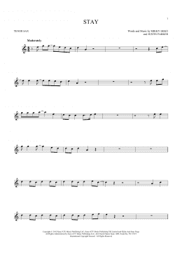 page one of Stay (Tenor Sax Solo)