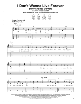 page one of I Don't Wanna Live Forever (Fifty Shades Darker) (Easy Guitar Tab)
