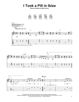 page one of I Took A Pill In Ibiza (Easy Guitar Tab)