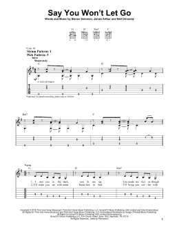 page one of Say You Won't Let Go (Easy Guitar Tab)